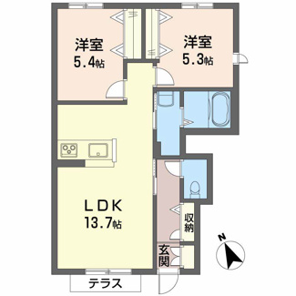 【間取り】 | サンシャイン東川口　Ｂ