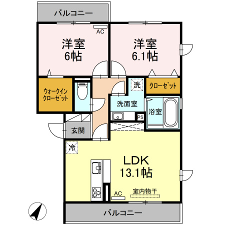 熊本市東区長嶺東５丁目のアパートの間取り