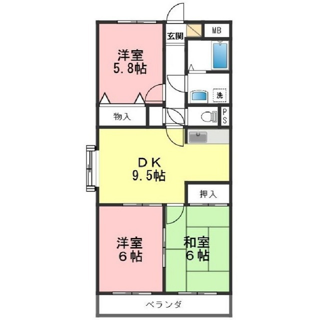 関市巾１丁目のアパートの間取り
