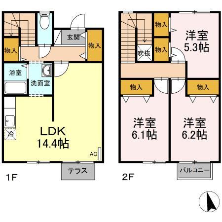 エスポワール渡利 Ｃの間取り