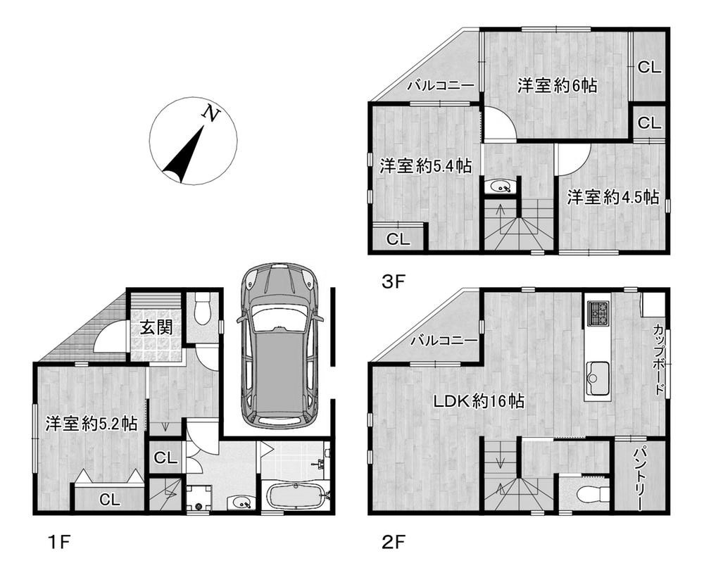 枚方市須山町　未入居一戸建ての間取り