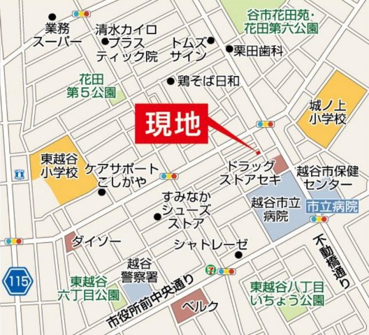 越谷市蒲生旭町新築戸建て　個性が光る、世界に1棟だけの分譲住宅-KEIAI Style-の地図