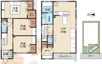 【間取り】 | 岩田町6丁目　新築戸建