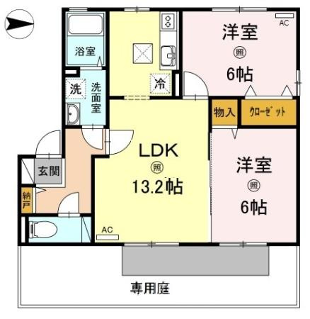 クレセント北峰　B棟の間取り