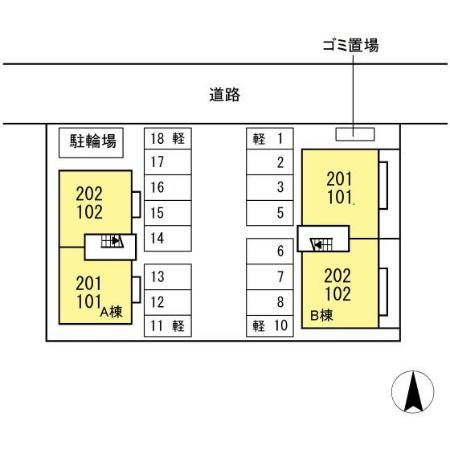 クレセント北峰　B棟の区画図