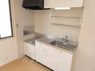 広島市安佐北区落合２丁目のアパートのキッチン|浄水器一体型シャワー水栓・窓あり