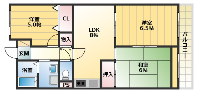 【間取り】 | グランドハイツ杉田I