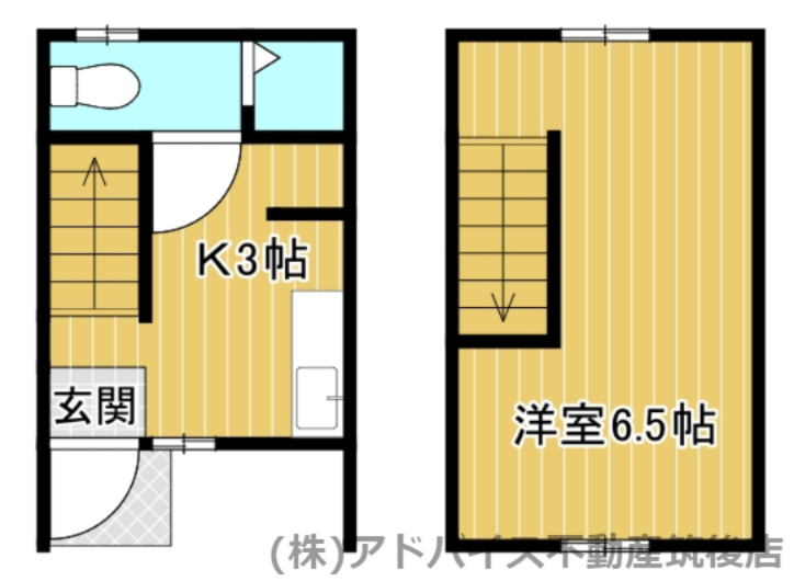 久留米市三潴町西牟田のアパートの間取り