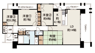 【間取り】 | なかもずアイランズ | 4LDK　専有面積 94.64㎡　バルコニー面積 19.93㎡　向き 南西、南東