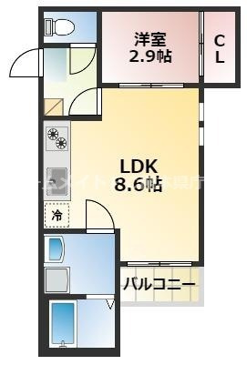 熊本市中央区黒髪６丁目のアパートの間取り