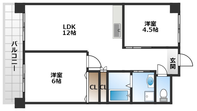 【間取り】 | 緑地エレガンス2号館