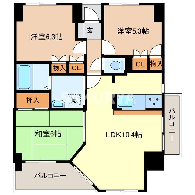 コートアベニュー足利の間取り