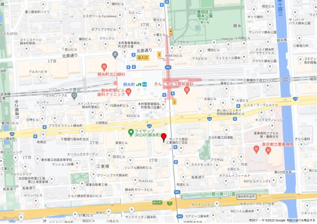 墨田区江東橋３丁目の店舗一部の地図