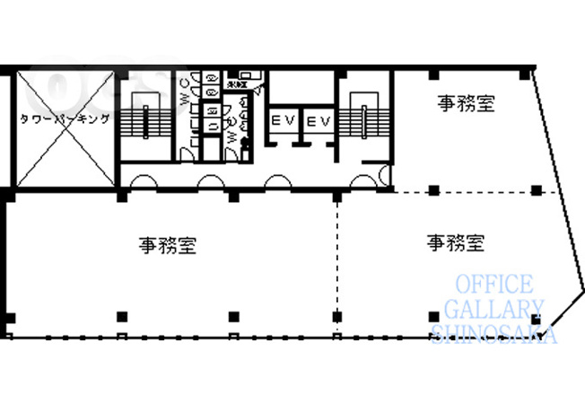 【間取り】 | 大協シャトービル | 基準階平面図
