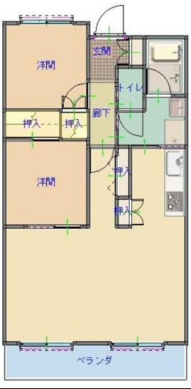 【間取り】 | プレステージ東高松 | 間取りは2LDKになります。