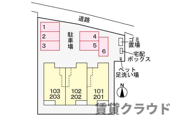 シャ・ノワール　センターの区画図|駐車場に車を止められます