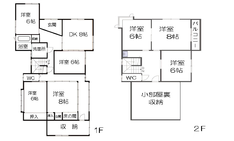 坂井市春江町本堂　オーナーチェンジ中古戸建の間取り
