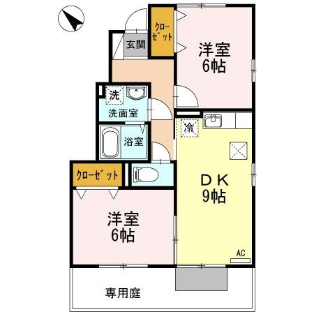 【間取り】 | アクエリアス | 2DKのお部屋です

