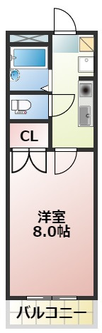 熊本市西区蓮台寺１丁目のアパートの間取り