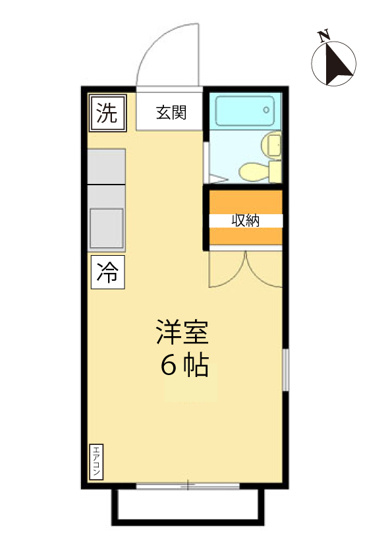 【間取り】 | アクシス山口台 | はじめての一人暮らしの方や学生さんにオススメ！ワンルームタイプのお部屋です♪なんと言っても最上階・角部屋・二面採光なのが嬉しい♪