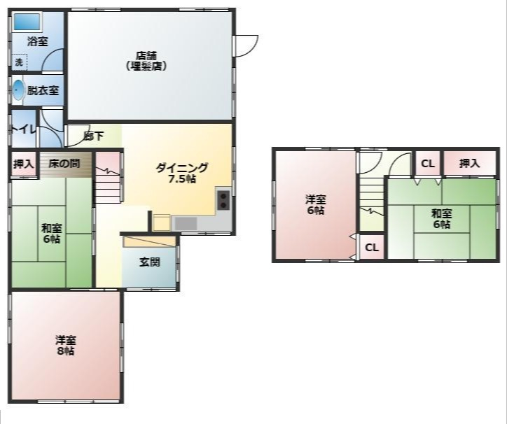 都城市菖蒲原町の中古一戸建の間取り