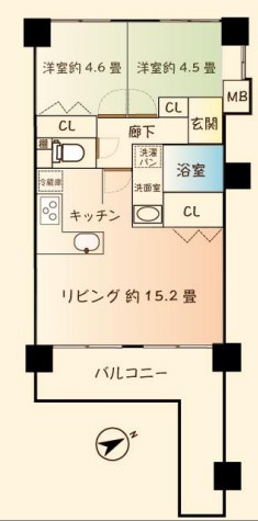【間取り】 | プレステージ明石大久保　11階 | ２LDK