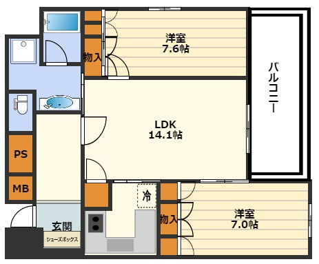 リーガル梅田Ⅱの間取り