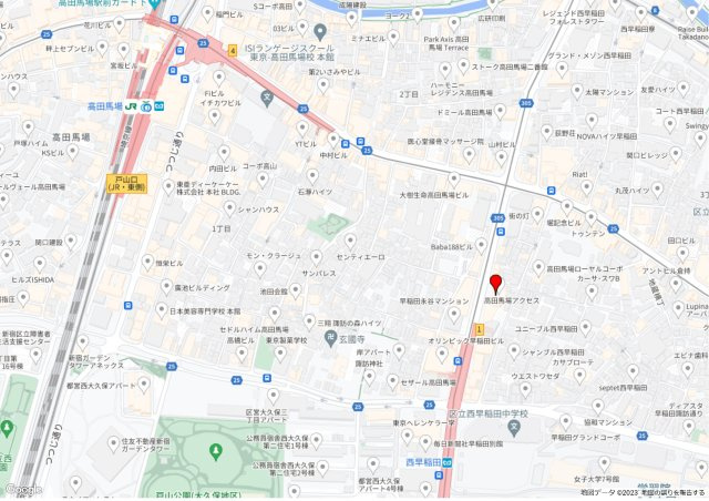新宿区西早稲田２丁目の事務所の地図