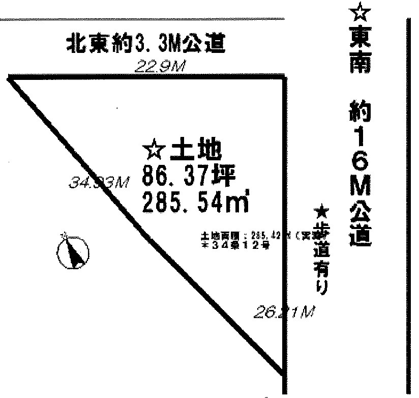 鶴ヶ島市三ツ木　建築条件なし売地　東武東上線『若葉駅』徒歩28分　の土地図