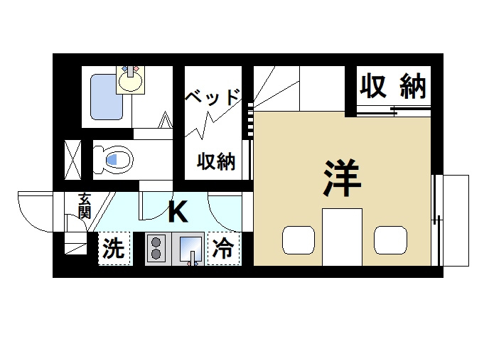 ロイヤルSK指柳の間取り|1Kのお部屋です。