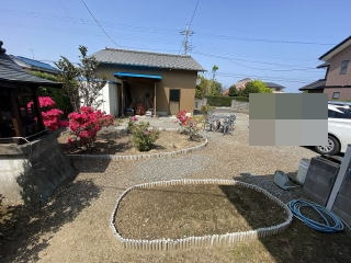茂原市法目　中古戸建の庭|菜園用地付和風住宅。敷地面積約330坪。平成５年築、6DK。別棟、シャッター付車庫倉庫有り。