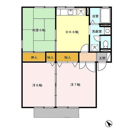 熊本市北区楡木２丁目のアパートの間取り