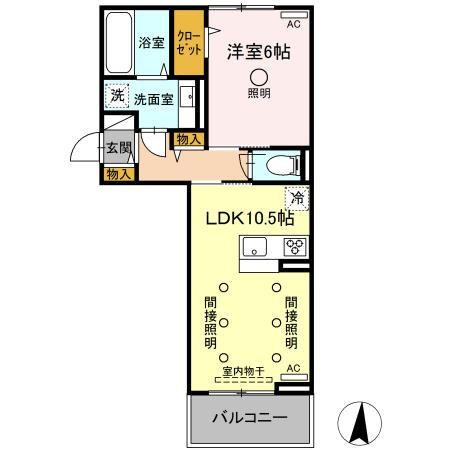 熊本市南区御幸笛田３丁目のアパートの間取り
