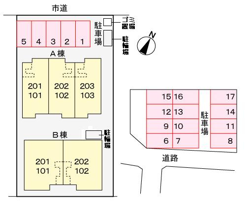 ソレイユBの区画図