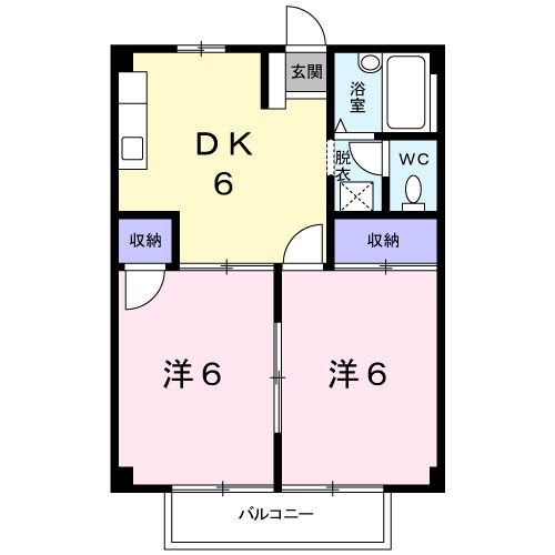 片岡ハイツＢの間取り|間取図