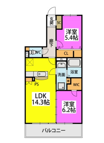 グレースヴィラ西国分【キャッシュバック対象物件】の間取り