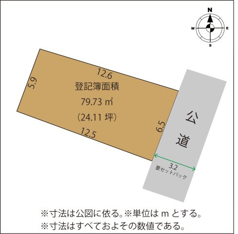 足利市通６丁目の売地の土地図