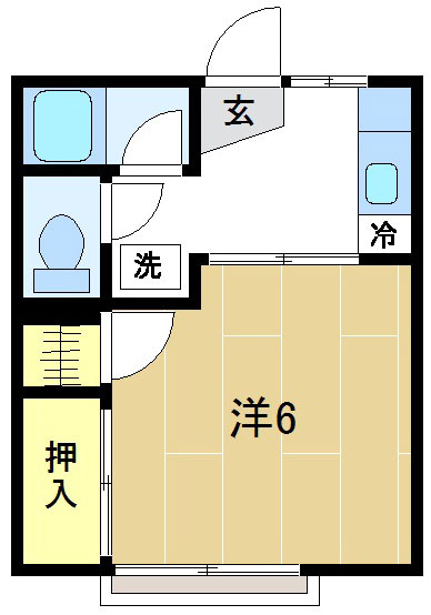 LUNA FIOREの間取り|コンパクトな1Kでバス・トイレ別。