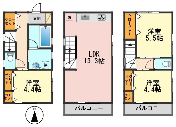 北小岩戸建の間取り