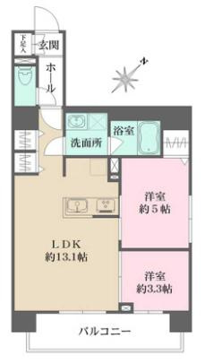 パークフラッツ蔵前の間取り|隣がない独立した角部屋でプライバシー確保されたお部屋です