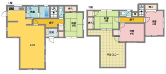 【間取り】 | 下新田　中古戸建て | ■４LDK／敷地面積：168.76㎡／建物面積：108.47㎡