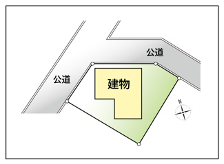 【区画図】 | 笛吹市石和町小石和 内外装一新で大変綺麗な建物 角地  | カースペースは2台分