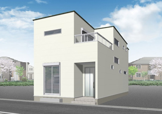 【外観パース】 | 8号棟のイメージパースです。ホワイトのフラットウォールを採用しております。室内もできるだけホワイトにして明るいイメージにしております。シンプルなデザインが好きな方におすすめです！