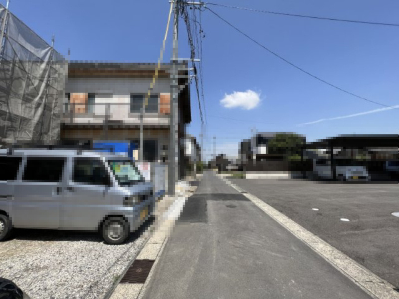 碧南市浜尾町4丁目第2　新築戸建　3号棟の前面道路含む現地写真|碧南市浜尾町4丁目第2新築戸建前面道路写真です。北東側公道約3.27～3.37ｍ