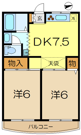 【間取り】 | 上の山ハイツ壱番館