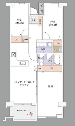 東陽町公園ハイツ壱番館　９階　69.59㎡　リ　ノベーションの間取り
