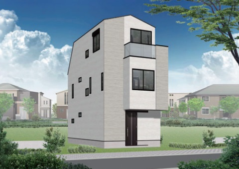 【外観パース】 | 高田馬場３丁目　新築戸建 | 駅徒歩４分！高田馬場駅もお近くの４ＬＤＫ＋Ｐ♪♪南側は広々公道に面し、18.6帖のＬＤＫには暖かい陽射しの差し込む新邸です！