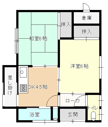【間取り】 | 則貞4丁目貸家 | 2DKの一戸建です