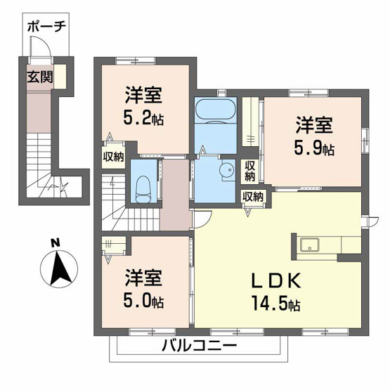 【間取り】 | シャーメゾン下津野