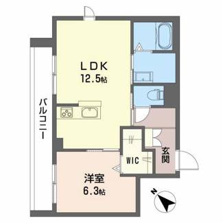 【間取り】 | 京町エンジェルII | バルコニーが広いお部屋・角部屋です。